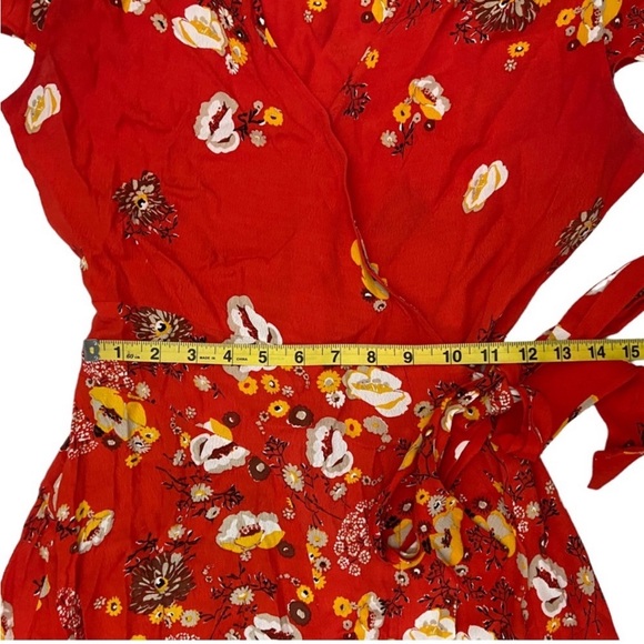Free People Jess Floral Wrap Maxi Dress Flower Size M Boho Flowy Frill Red - Picture 6 of 11